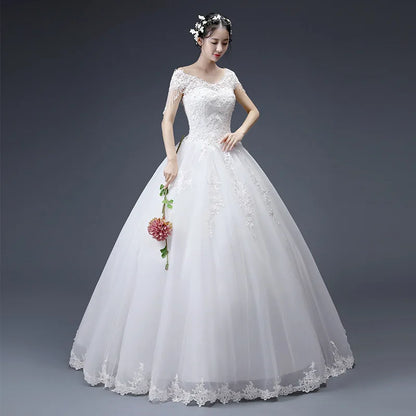 2019 Latest Fashion Design Elegant V Neck Tassel Cap Sleeves Luxury Lace Plus Size Wedding Gown