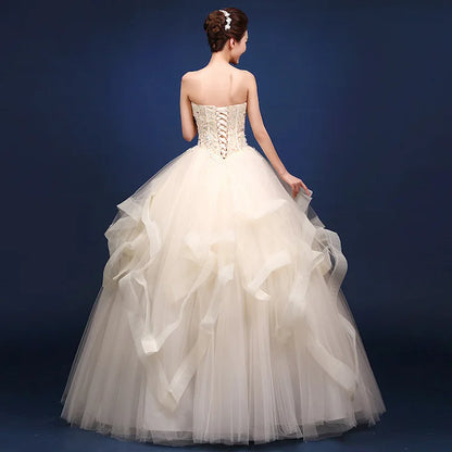 2022 Latest Strapless Red Champagne Blue Green and Ivory Beaded Flower Embellished Plus Size Puffy Wedding Evening Party Dress