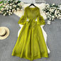 Plus Loose Size Temperament Embroidered Close Edge Round Neck Long Sleeve Party Bouncing Casual Dress
