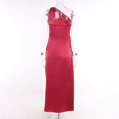 Dropshipping Summer Women's Floor-Length Solid Satin Natural Waist Dress-Breathable Casual Wear