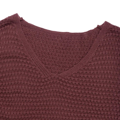Hot Sale European American Style Autumn Winter Casual Dating V-neck Puff Sleeve Solid Color Sweater Dress