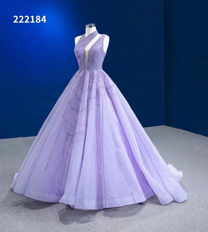 Feishiluo Luxury Evening Ball Gown New Sexy One-Shoulder Dress for Women Modern Style Lace Decoration Purple for Weddings Proms