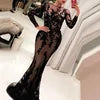 EV124 Sexy Long Sleeve O-Neck Vestidos Elegantes Para Mujer Mermaid Evening Dress Lace Prom Dress Appliques Party Gown