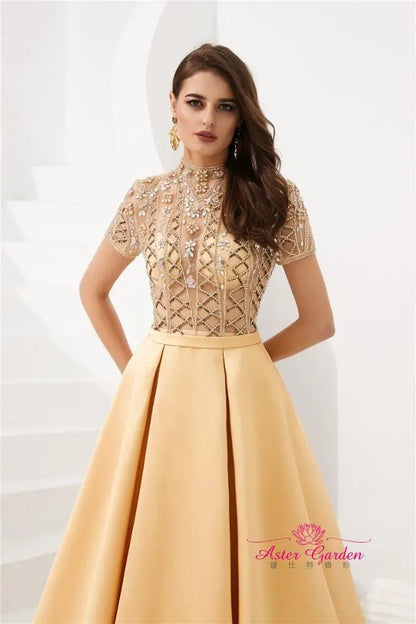 A-Line Wedding Beading Pearls Party Dresses 2023 New Floor Length Bridal Evening Gowns Stain Prom Dresses Party Evening Dress