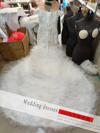 China Factory Luxury Beaded Mermaid Wedding Dress Wedding Dress for Plus Size Women Elegant Wedding Dresses Plus Size