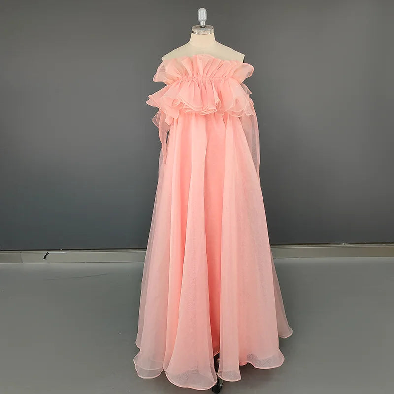 8792# REAL PHOTO Simple Strapless Candy Color Lace Ruffle Wedding Dress Elegant Even Skirt for Pregnant Women A-line Bridal Gown