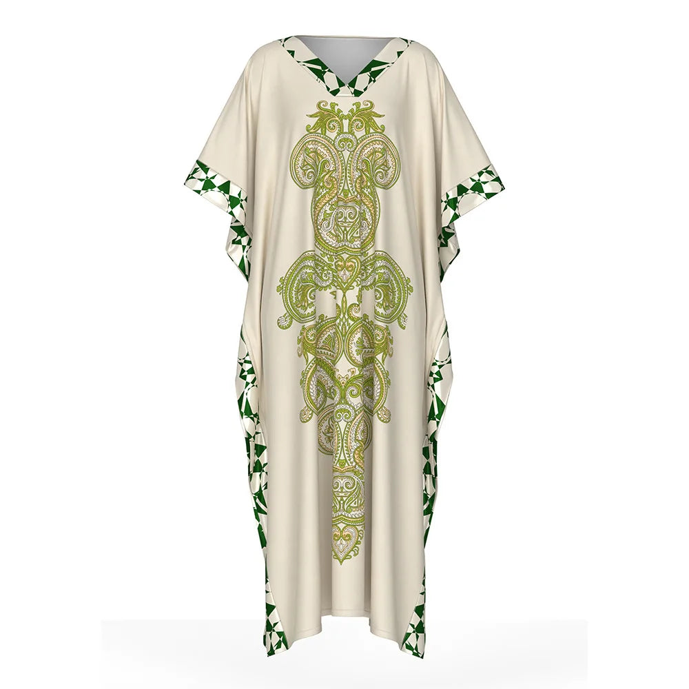 2026 New Satin Printed Abaya Women Traditional Islamic Clothing Long Robe Modest Muslim Dress