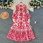 2026 Summer Roman V-Neck Casual Maxi Dress for Women Empire Printed Dress