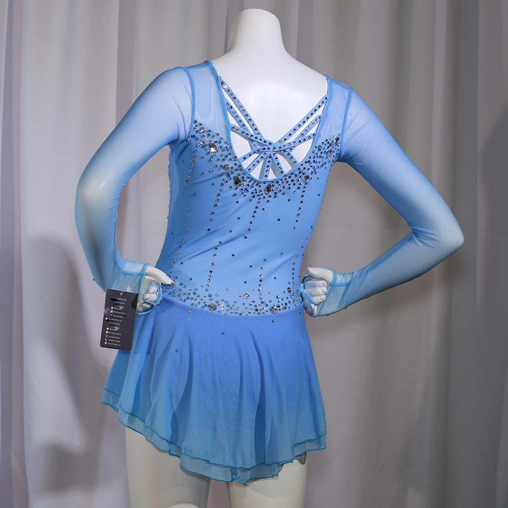 For LIUHUO Girls Kids Pink Performance Wear Ice Skating Dress with Short Sleeves for Competition Belly Dance Dress