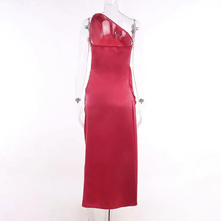 Dropshipping Summer Women's Floor-Length Solid Satin Natural Waist Dress-Breathable Casual Wear