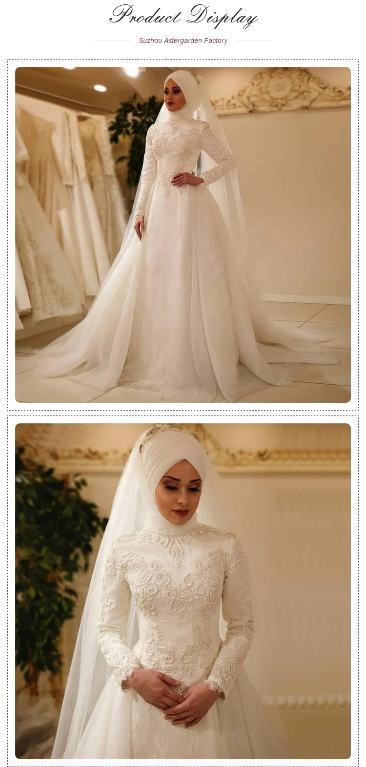 Fashion Hijab Muslim Wedding Dresses Women High Neck Long Sleeve Wedding  Gowns 2023 Arab Muslim Wedding Dress Wedding Gowns