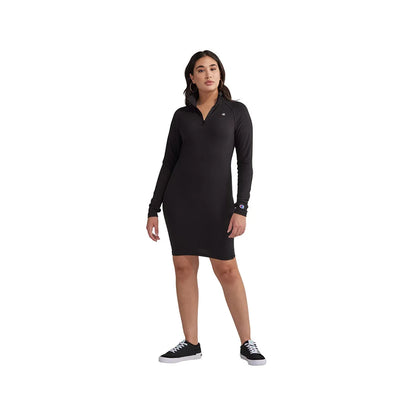 Champion Mock Zip Dress Womens Active Dresses Color: Black/White | 100% Authentic