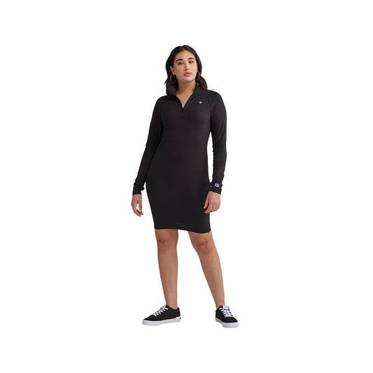 Champion Mock Zip Dress Womens Active Dresses Color: Black/White | 100% Authentic