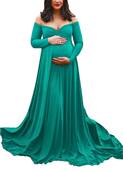 2021 European Polyester/ Cotton Pregnant Women's V-neck One-piece Dress for Photography