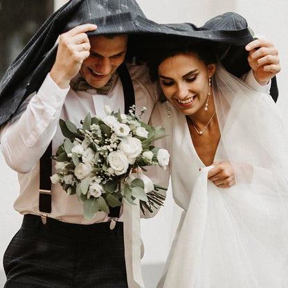 13814# Elegant Long Puff Sleeve Wedding Dress 2022 Simple A-Line Chiffon V-Neck Bridal Gown Button Sweep Train Wedding Gown