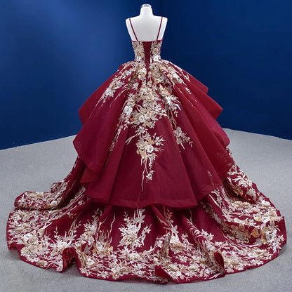Jancember RSM67467 Red Elegant Spaghetti Straps Vintage Vestido De Noiva Evening Dress