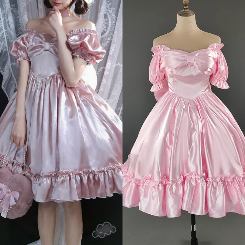 15286# Elegant Lolita Satin Ball Gown Birthday Party Princess Dress for Plus Size Women Prom Evening Dresses Flower Girl Clothes