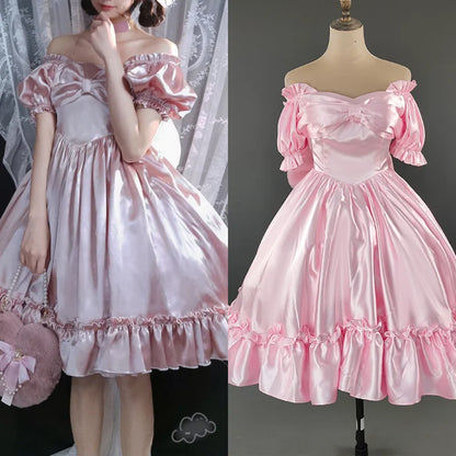 15286# Elegant Lolita Satin Ball Gown Birthday Party Princess Dress for Plus Size Women Prom Evening Dresses Flower Girl Clothes