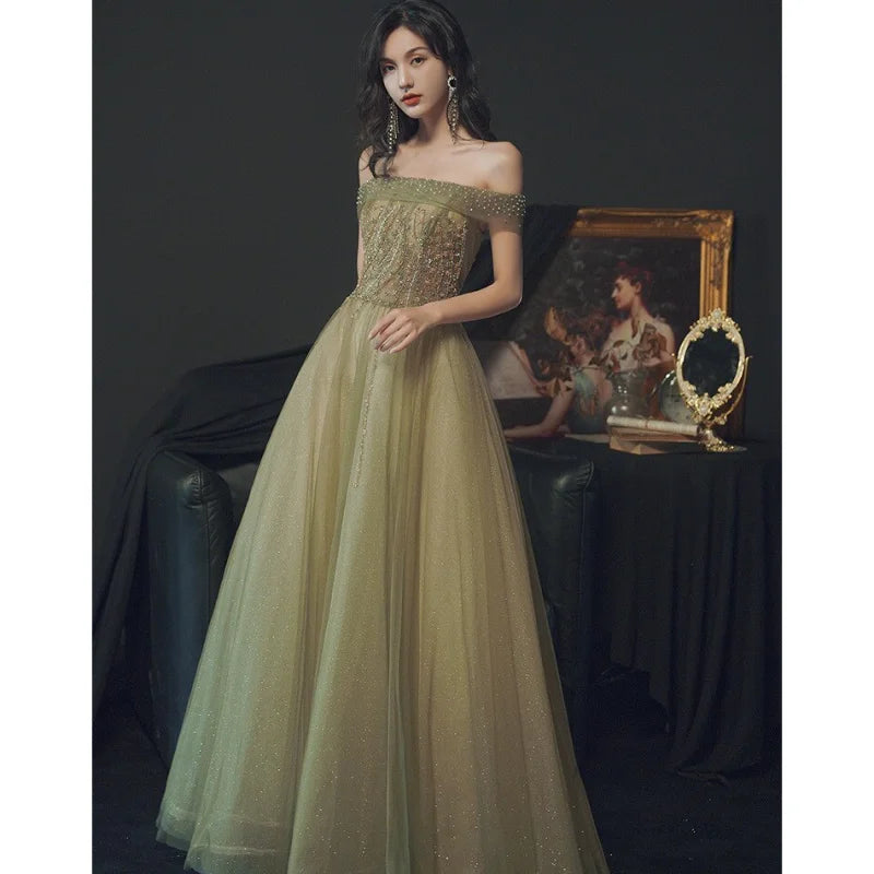 15390# Real Photos Off Shoulder Shiny Beading Sequins Lace Wedding Dress for Engagement Evening Prom Dress Custom Bridal Gown