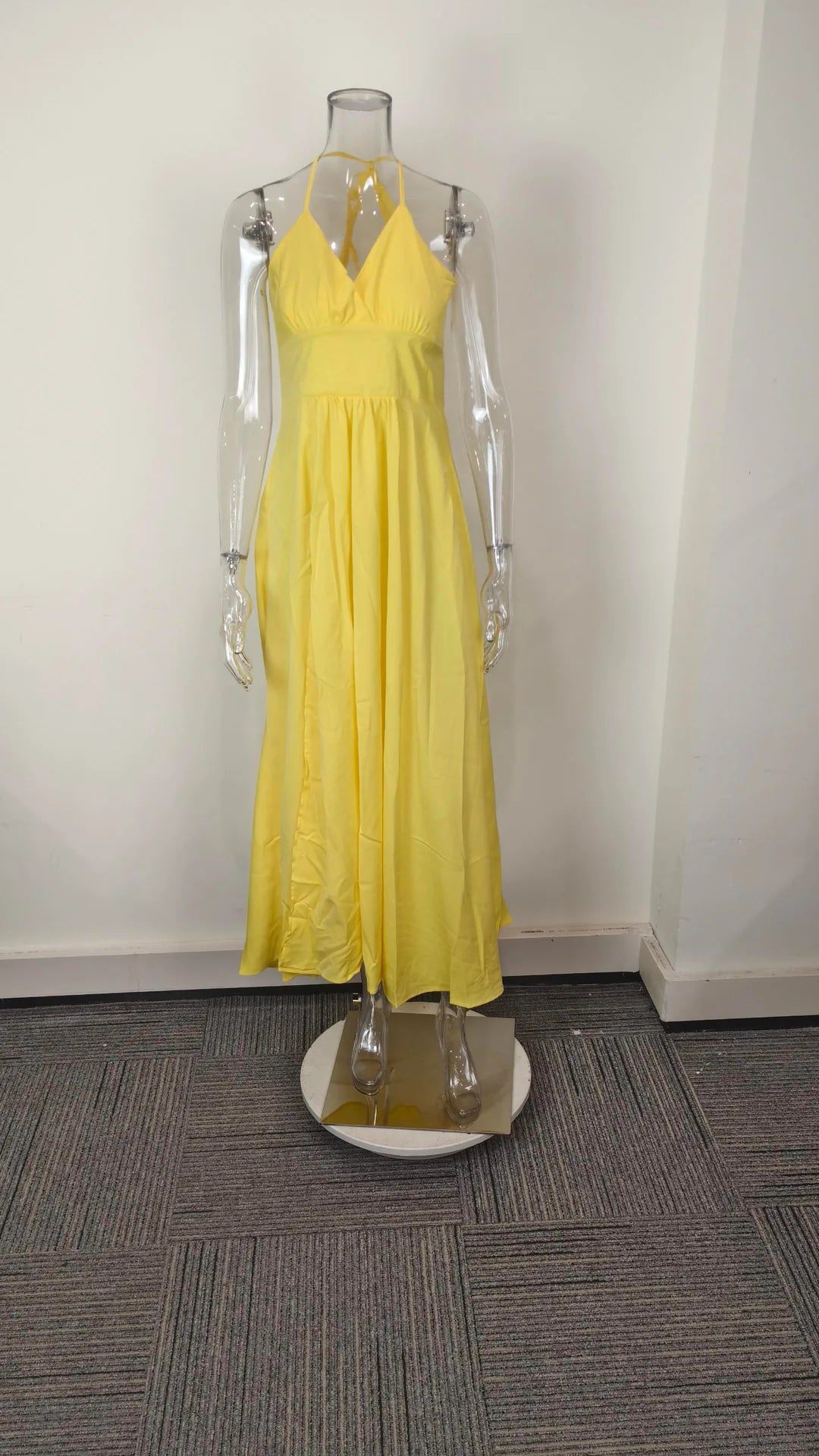 Cross-border  Spring New European American Women's Fashion Solid Color Chiffon Anti-Static Sexy Slim Split Ear Side Long