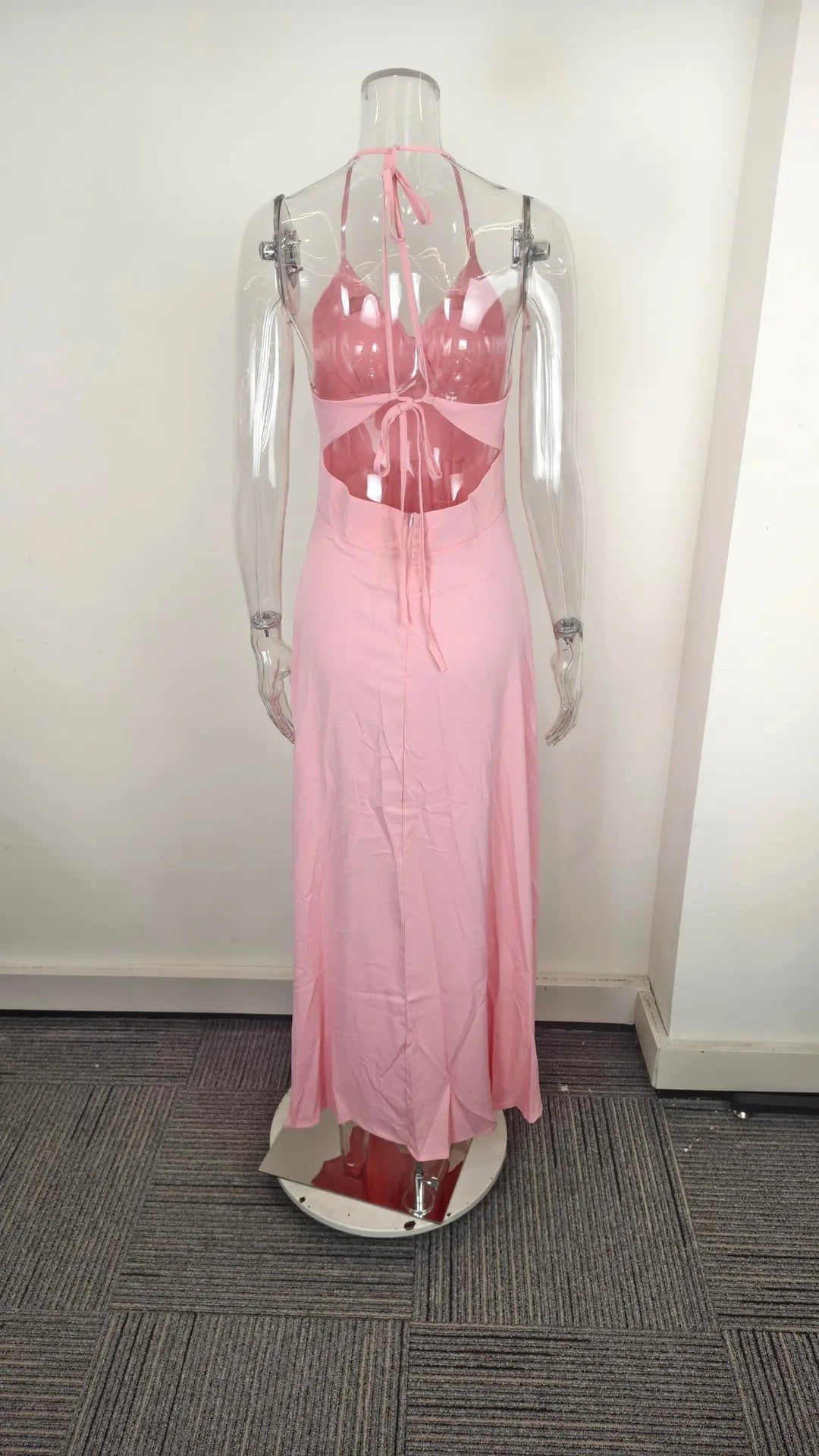 Cross-border  Spring New European American Women's Fashion Solid Color Chiffon Anti-Static Sexy Slim Split Ear Side Long