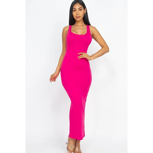 Sleeveless Basic Fuchsia Maxi Evening Dress Model D0100HXZ7NP