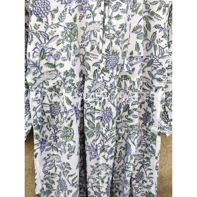 Indian Floor-Length Lace Boho Floral Printed Summer Dress for Women 100% Cotton A-Line Silhouette Gift for Her