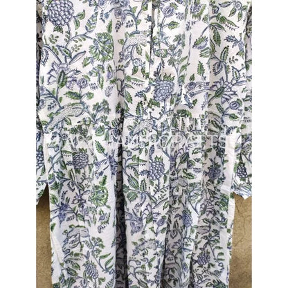 Indian Floor-Length Lace Boho Floral Printed Summer Dress for Women 100% Cotton A-Line Silhouette Gift for Her